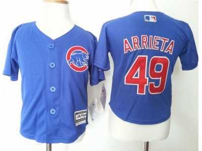 Toddler Chicago Cubs #49 Jake Arrieta Blue Cool Base Stitched MLB Jersey