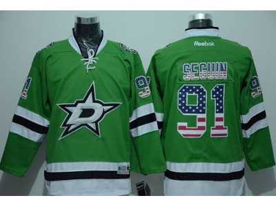 Dallas Stars #91 Tyler Seguin Green USA Flag Fashion Stitched NHL Jersey