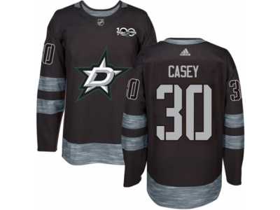 Men's Adidas Dallas Stars #30 Jon Casey Authentic Black 1917-2017 100th Anniversary NHL Jersey