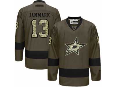 Men's Reebok Dallas Stars #13 Mattias Janmark Authentic Green Salute to Service NHL Jersey