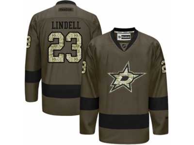 Men's Reebok Dallas Stars #23 Esa Lindell Authentic Green Salute to Service NHL Jersey