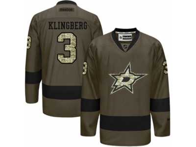 Men's Reebok Dallas Stars #3 John Klingberg Authentic Green Salute to Service NHL Jersey