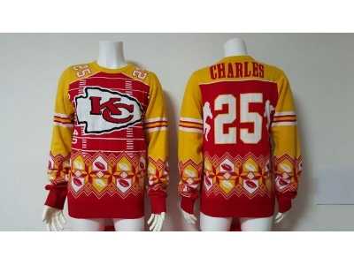 Nike Kansas City Chiefs #25 Jamaal Charles red Men's Ugly Sweater