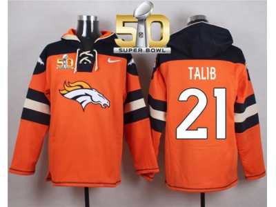 Nike Denver Broncos #21 Aqib Talib Orange Super Bowl 50 Player Pullover NFL Hoodie