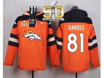 Nike Denver Broncos #81 Owen Daniels Orange Super Bowl 50 Player Pullover NFL Hoodie