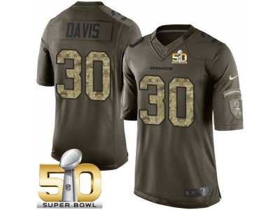 Nike Denver Broncos #30 Terrell Davis Green Super Bowl 50 Men's Stitched NFL Limited Salute To Service Jersey