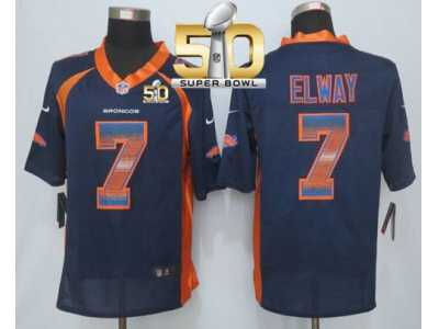 Nike Denver Broncos #7 John Elway Navy Blue Alternate Super Bowl 50 Men's Stitched NFL Limited Strobe Jersey