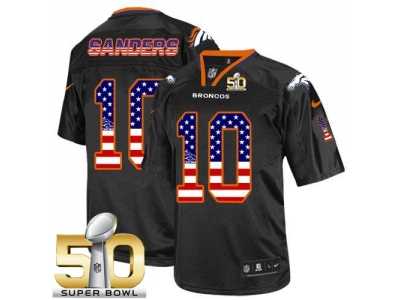 Nike Denver Broncos #10 Emmanuel Sanders Black Super Bowl 50 Men's Stitched NFL Elite USA Flag Fashion Jersey