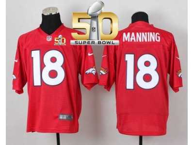 Nike Denver Broncos #18 Peyton Manning Red Super Bowl 50 Men's Stitched NFL Elite QB Practice Jersey