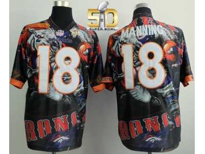 Nike Denver Broncos #18 Peyton Manning Team Color Super Bowl 50 Men's Stitched NFL Elite Fanatical Version Jersey