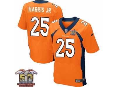 Nike Denver Broncos #25 Chris Harris Jr Men's Orange NFL Home Super Bowl 50 Champions Elite Jersey