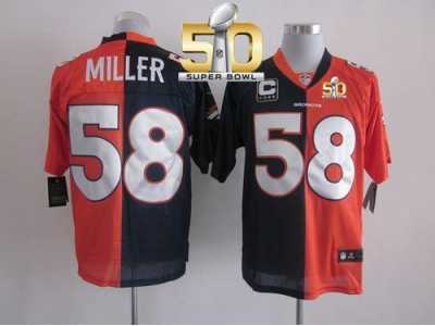 Nike Denver Broncos #58 Von Miller Orange Navy Blue Super Bowl 50 Men's Stitched NFL Elite Split Jersey