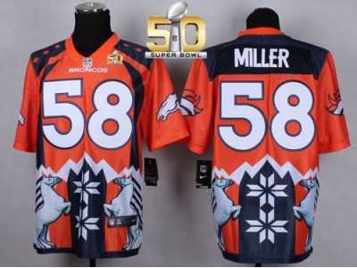 Nike Denver Broncos #58 Von Miller Orange Super Bowl 50 Men's Stitched NFL Elite Noble Fashion Jersey