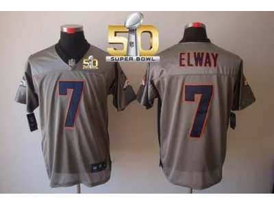 Nike Denver Broncos #7 John Elway Grey Shadow Super Bowl 50 Men's Stitched NFL Elite Jersey
