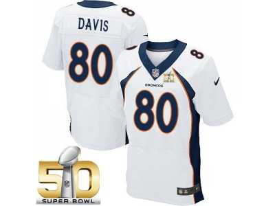 Nike Denver Broncos #80 Vernon Davis White Super Bowl 50 Men's Stitched NFL New Elite Jersey