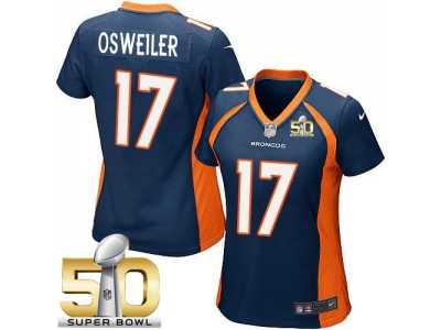 Women Nike Broncos #17 Brock Osweiler Blue Alternate Super Bowl 50 NFL New Jersey