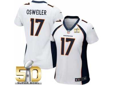 Women Nike Broncos #17 Brock Osweiler White Super Bowl 50 Stitched NFL Jersey