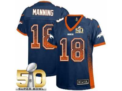 Women Nike Broncos #18 Peyton Manning Blue Alternate Super Bowl 50 NFL Drift Fashion Jersey