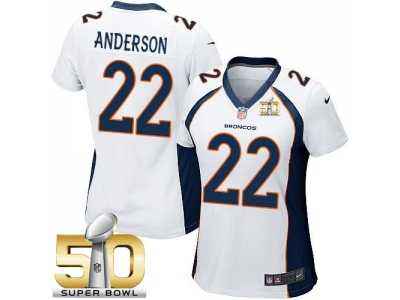 Women Nike Broncos #22 C.J. Anderson White Super Bowl 50 NFL Jersey