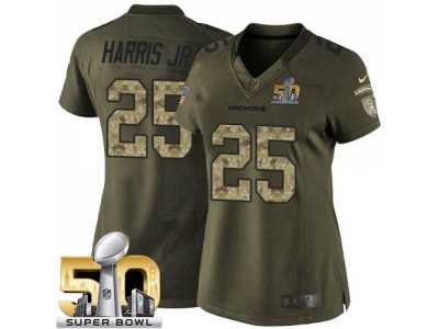 Women Nike Broncos #25 Chris Harris Jr Green Super Bowl 50 Stitched Salute to Service Jersey