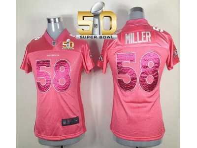 Women Nike Broncos #58 Von Miller Pink Sweetheart Super Bowl 50 Stitched Jersey