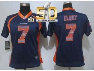 Women Nike Broncos #7 John Elway Blue Alternate Super Bowl 50 Stitched Strobe Jersey