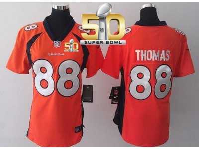 Women Nike Broncos #88 Demaryius Thomas Orange Team Color Super Bowl 50 Stitched Jersey