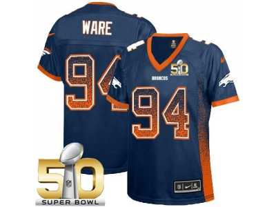 Women Nike Broncos #94 DeMarcus Ware Blue Alternate Super Bowl 50 Stitched Drift Fashion Jersey