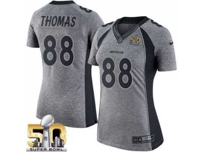 Women Nike Denver Broncos #88 Demaryius Thomas Gray Super Bowl 50 Stitched NFL Gridiron Gray Jersey