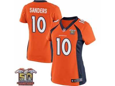 Women's Nike Broncos #10 Emmanuel Sanders Orange NFL Home Super Bowl 50 Champions Elite Jersey