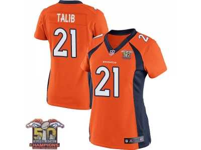 Women's Nike Broncos #21 Aqib Talib Orange NFL Home Super Bowl 50 Champions Elite Jersey