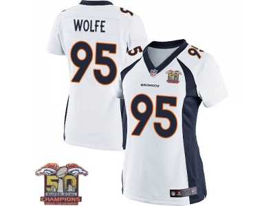 Women's Nike Broncos #95 Derek Wolfe White NFL Road Super Bowl 50 Champions Elite Jersey