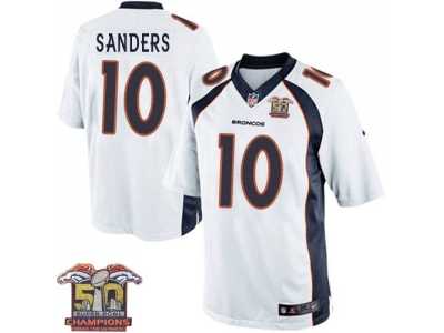 Youth Nike Broncos #10 Emmanuel Sanders White NFL Road Super Bowl 50 Champions Elite Jersey