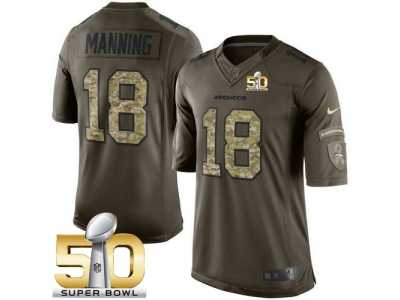 Youth Nike Broncos #18 Peyton Manning Green Super Bowl 50 Stitched Salute to Service Jersey