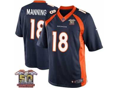 Youth Nike Broncos #18 Peyton Manning Navy Blue NFL Alternate Super Bowl 50 Champions Elite Jersey