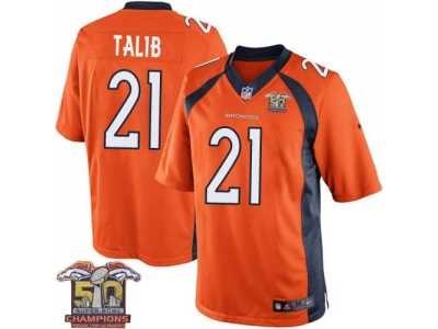 Youth Nike Broncos #21 Aqib Talib Orange NFL Home Super Bowl 50 Champions Elite Jersey