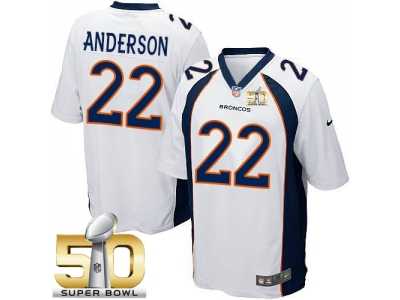 Youth Nike Broncos #22 C.J. Anderson White Super Bowl 50 Stitched Jersey