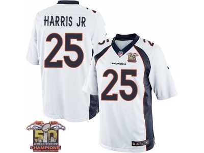 Youth Nike Broncos #25 Chris Harris Jr White NFL Road Super Bowl 50 Champions Elite Jersey