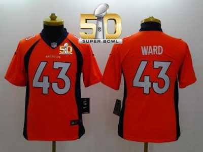 Youth Nike Broncos #43 T.J. Ward Orange Team Color Super Bowl 50 Stitched Jersey