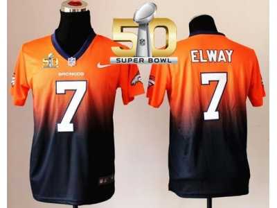 Youth Nike Broncos #7 John Elway Orange Blue Super Bowl 50 Stitched Fadeaway Fashion Jersey