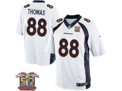 Youth Nike Broncos #88 Demaryius Thomas White NFL Road Super Bowl 50 Champions Elite Jersey
