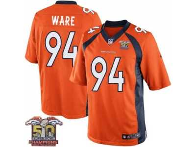 Youth Nike Broncos #94 DeMarcus Ware Orange NFL Home Super Bowl 50 Champions Elite Jersey