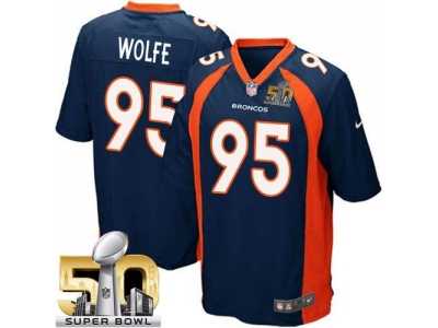 Youth Nike Broncos #95 Derek Wolfe Blue Alternate Super Bowl 50 Stitched Jersey