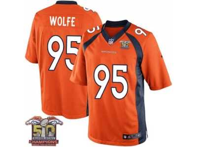 Youth Nike Broncos #95 Derek Wolfe Orange NFL Home Super Bowl 50 Champions Elite Jersey