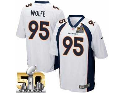 Youth Nike Broncos #95 Derek Wolfe White Super Bowl 50 Stitched Jersey