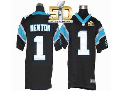 Youth Nike Panthers #1 Cam Newton Black Team Color Super Bowl 50 Stitched Jersey