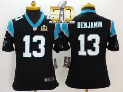 Youth Nike Panthers #13 Kelvin Benjamin Black Team Color Super Bowl 50 Stitched Jersey