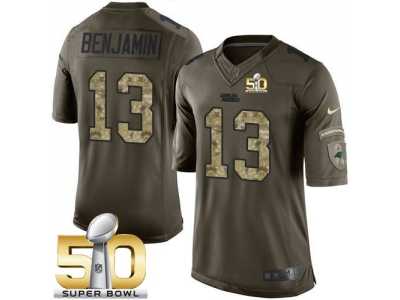 Youth Nike Panthers #13 Kelvin Benjamin Green Super Bowl 50 Stitched Salute to Service Jersey
