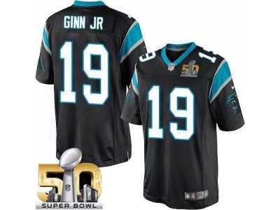 Youth Nike Panthers #19 Ted Ginn Jr Black Team Color Super Bowl 50 Stitched Jersey