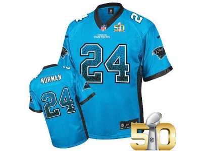 Youth Nike Panthers #24 Josh Norman Blue Alternate Super Bowl 50 Stitched Drift Fashion Jersey